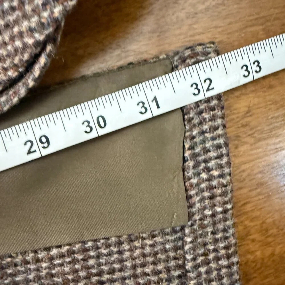 Harris Tweed Blazer Mens Brown Beige Pure Scottish Wool Herringbone Tweed